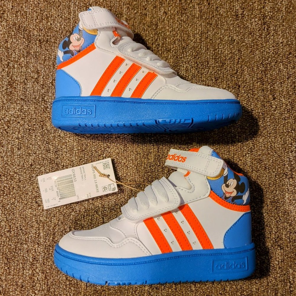 Brand New Kids Adidas Hoops Mid 3 Mickey Mouse Basketball Sneakers Sz. 10